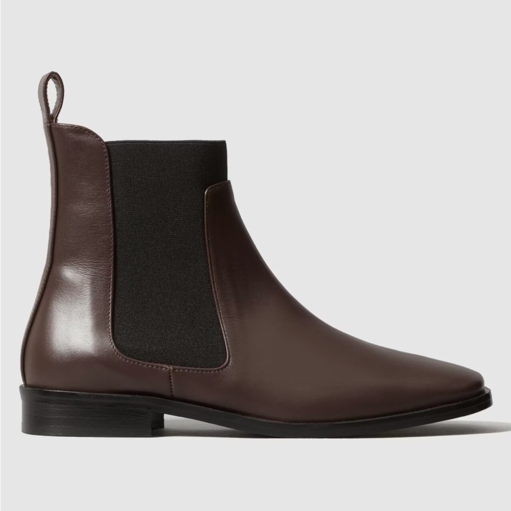 Everlane The Italian Leather Square Toe Chelsea Boot Women’s Size 8 Brown Black - Picture 3 of 7